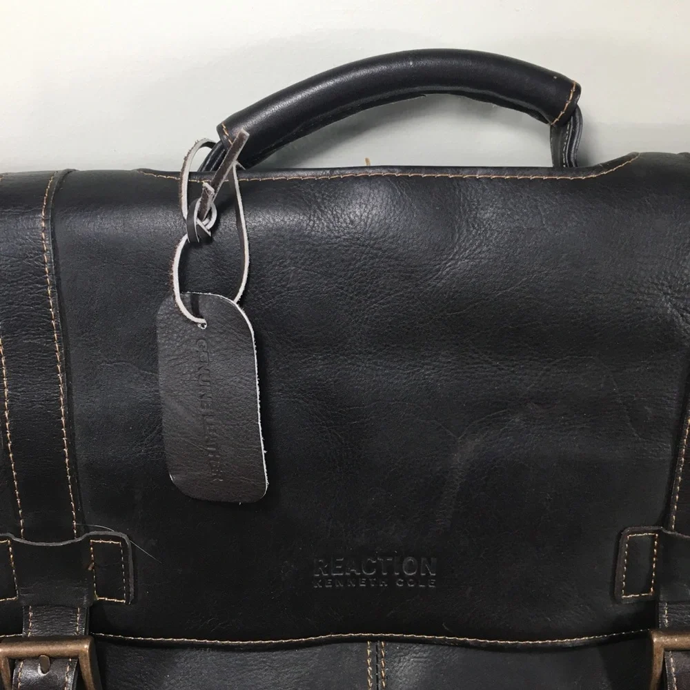 Reaction Kenneth Cole Show Business Leather Briefcase Laptop Shoulder Flap Bag